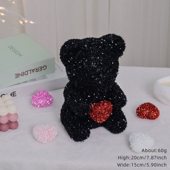 Cute Bear, Eternal Real Rose Romantic Gift for Girlfriend Wife Her in Valentine's Day, Birthday, Christmas, Weddings, Anniversaries black