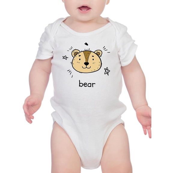 Cute Bear Face Doodle Bodysuit Infant -Image by Shutterstock, 12 Months
