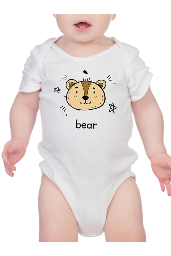 Cute Bear Face Doodle Bodysuit Infant -Image by Shutterstock, Newborn