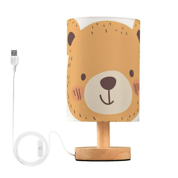 Cute Bear Faces Hearts Hand Drawn Table Lamp with USB Port LED Warm Light Lamp Night Light Home Decor