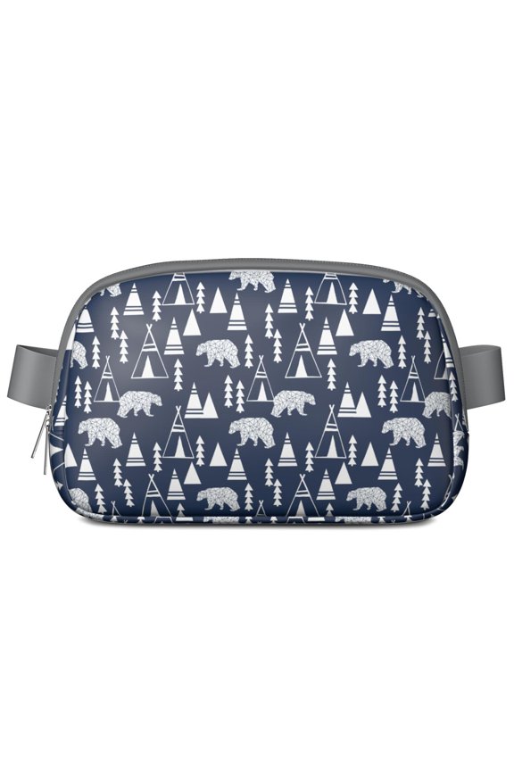 Cute Bear Fanny Pack for Women – Artistic Forest Print Waist Bag with Brown & Polar Bear Design, Aesthetic Wild Animal Pattern Crossbody Sling Bag