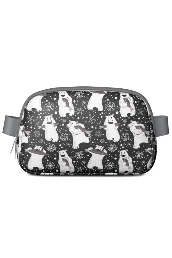 Cute Bear Fanny Pack for Women – Artistic Forest Print Waist Bag with Brown & Polar Bear Design, Aesthetic Wild Animal Pattern Crossbody Sling Bag