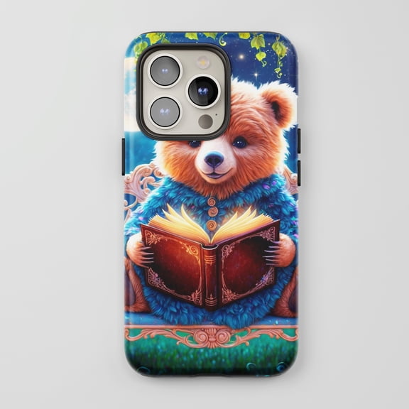 Cute Bear For All iPhone Series Tough Phone Case Fantasy Art Blue