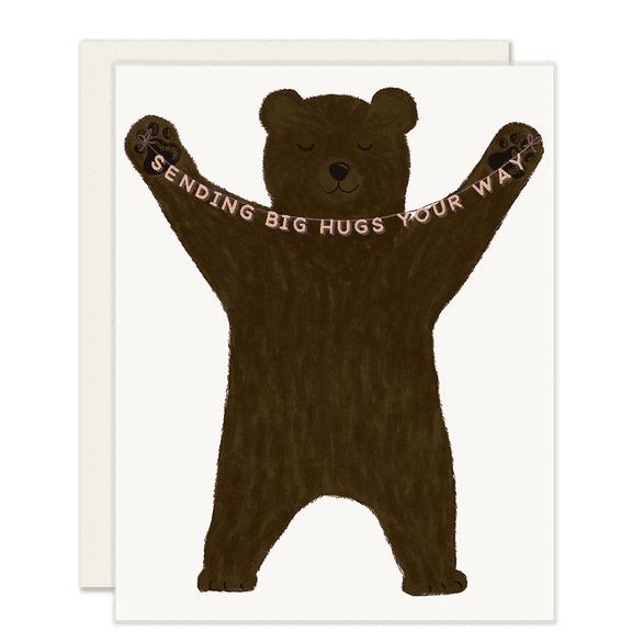 Cute Bear Greeting Card Sending Big Hugs Your Way Design Blank Inside, Envelope Included Perfect for Encouragement, Birthdays, and Cheerful Messages