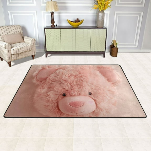 Cute Bear Head Area Rug Washable 72 x 48 Floor Carpet Mat Non Slip for Bedroom Living Room Kids Room Home Decor