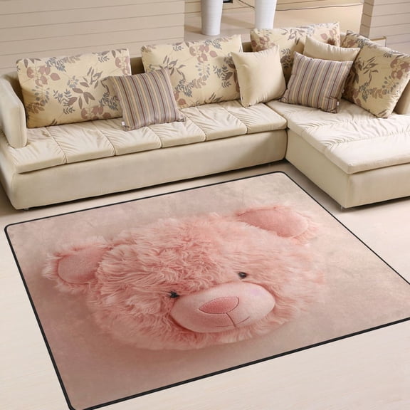 Cute Bear Head Area Rug Washable 80 x 58 Floor Carpet Mat Non Slip for Bedroom Living Room Home Decor
