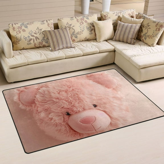 Cute Bear Head Area Rug Washable Floor Carpet Mat 60 x 39 inch for Bedroom Living Room Kids Room Home Decor