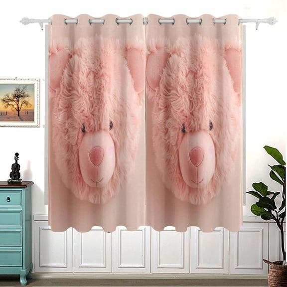 Cute Bear Head Blackout Curtain Panels 63x55in Drapes Privacy Assured for Living room Bedroom Bathroom 2 panels set