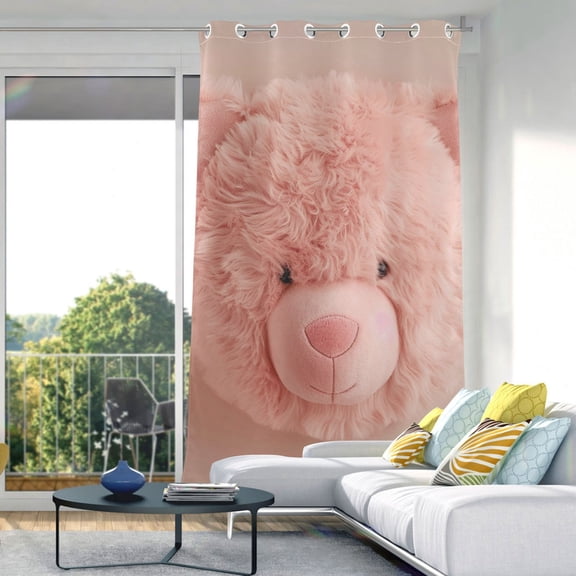 Cute Bear Head Blackout Curtain Panels Drapes Privacy Assured with Light Filtering Curtains for Living room Bedroom Bathroom Window