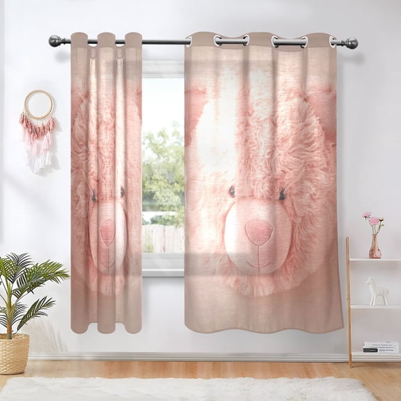 Cute Bear Head Blackout Curtains Thermal Insulation 63 inch Grommet for Bedroom Living Room Bathroom Kitchen Windows 2 Pack