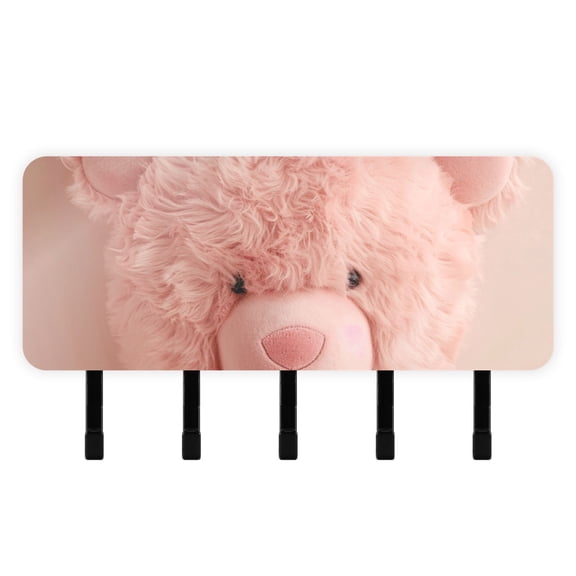 Cute Bear Head Mail Holder Organizer Wall Mount with Shelf Key Holder Key Rack with 5 Key Hooks for Wall Decorative