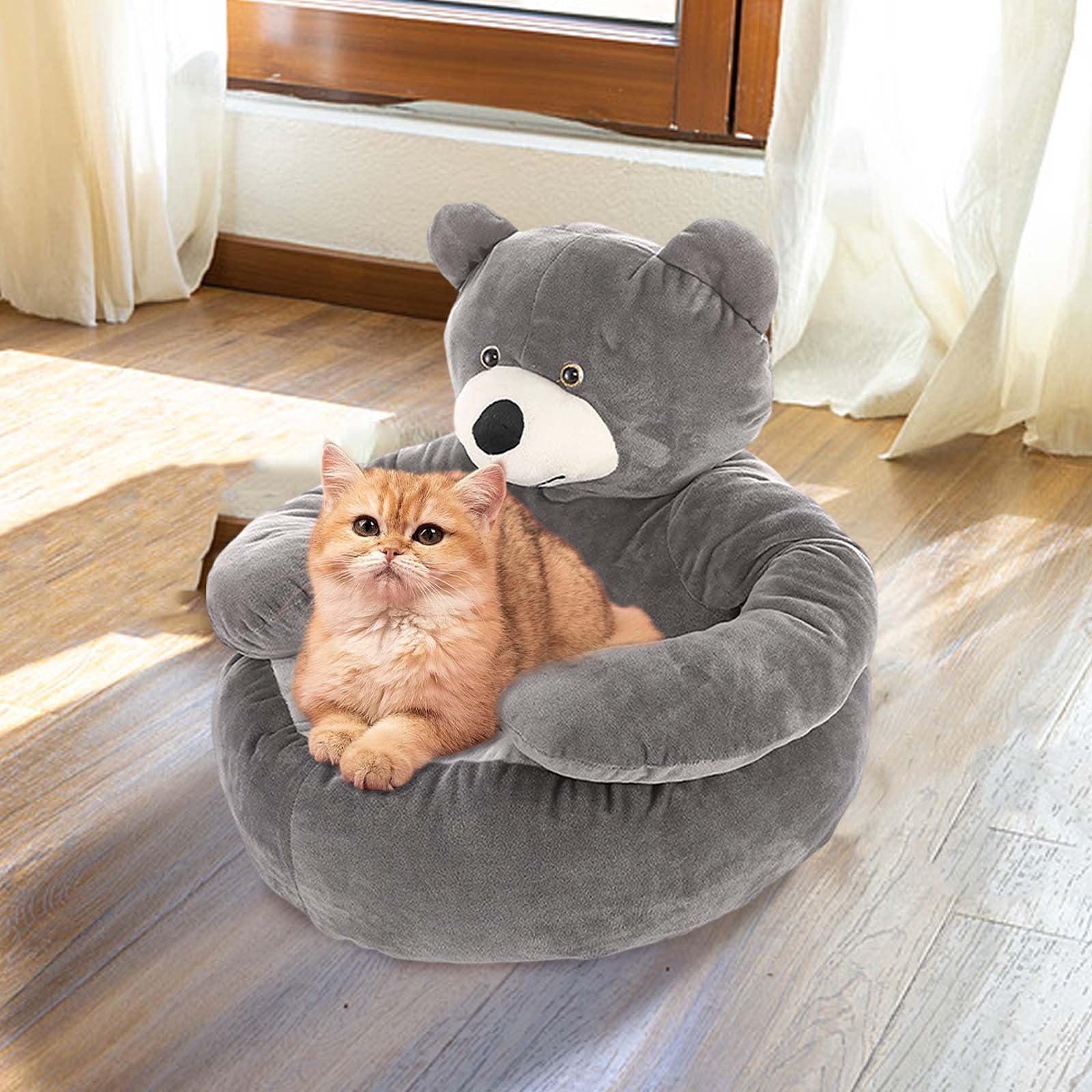 Cute Bear Hug Pet Bed, 46x40cm Detachable Washable Dog Beds, Soft Comfortable Plush Cat Sleeping Mat, Pet Bed Warm Cozy Calming Pet House, Warm Pet Bed Mat, Non-Slip Dog Cat Beds