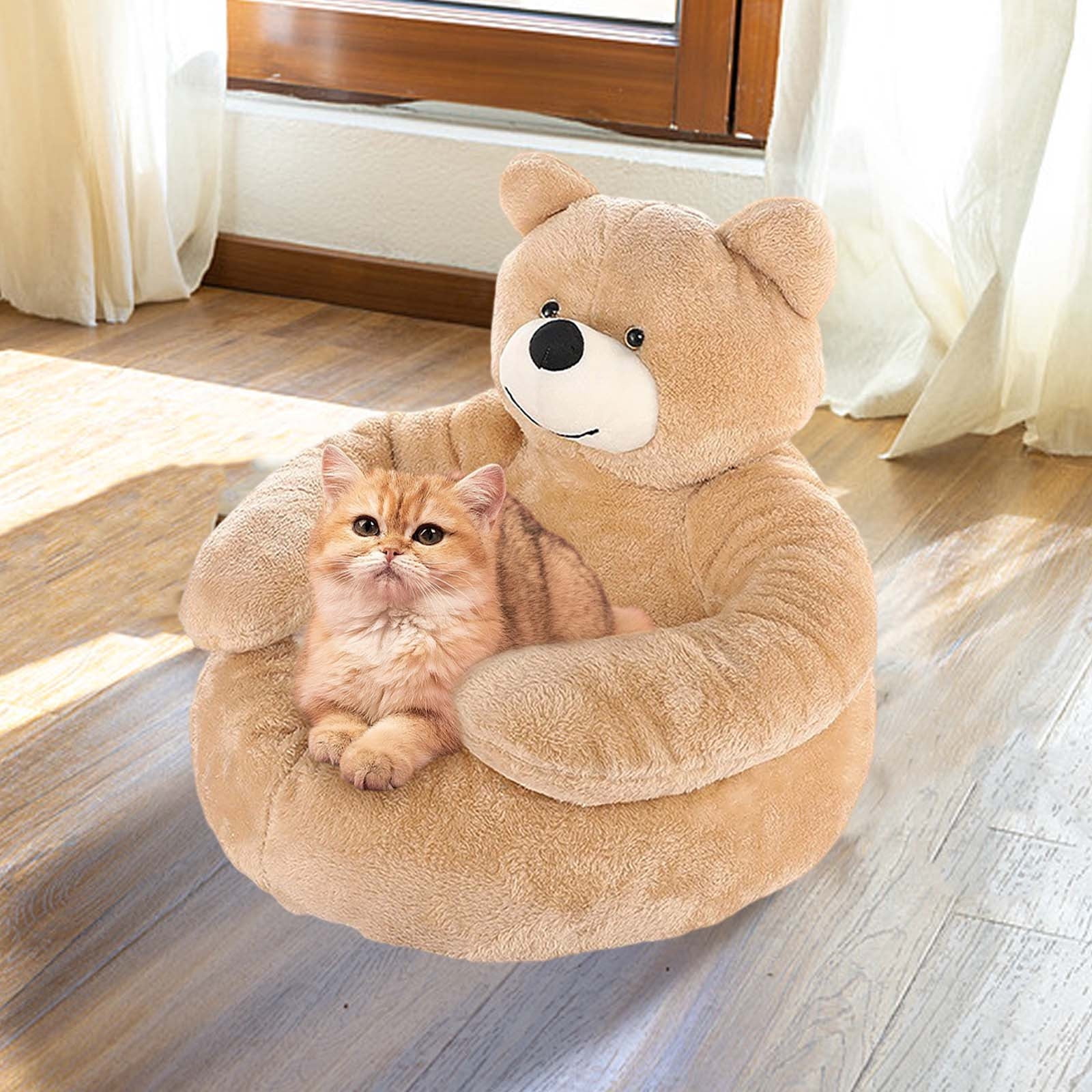 Cute Bear Hug Pet Bed, 46x40cm Detachable Washable Dog Beds, Soft Comfortable Plush Cat Sleeping Mat, Pet Bed Warm Cozy Calming Pet House, Warm Pet Bed Mat, Non-Slip Dog Cat Beds