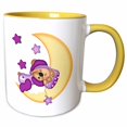 thumbnail image 1 of 3drose, Cute Bear in Purple Pajamas Sleeping on the Moon Illustration, 11oz Two-tone Yellow Mug, 1 of 6