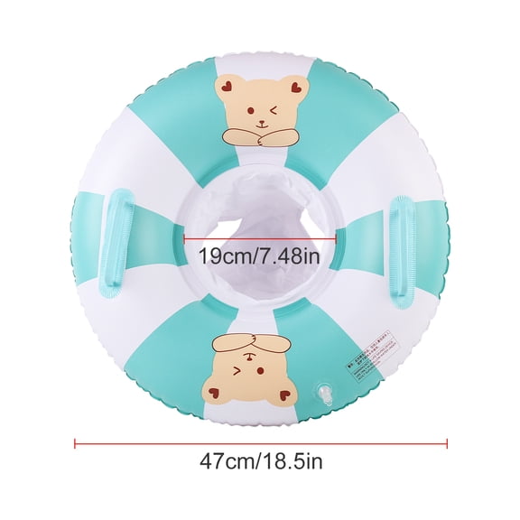 Cute Bear Inflatable Swimming Ring with Seat and Handles Pool Floats Ring for Summer Pool Beach Vacation Inflatable Pool Float