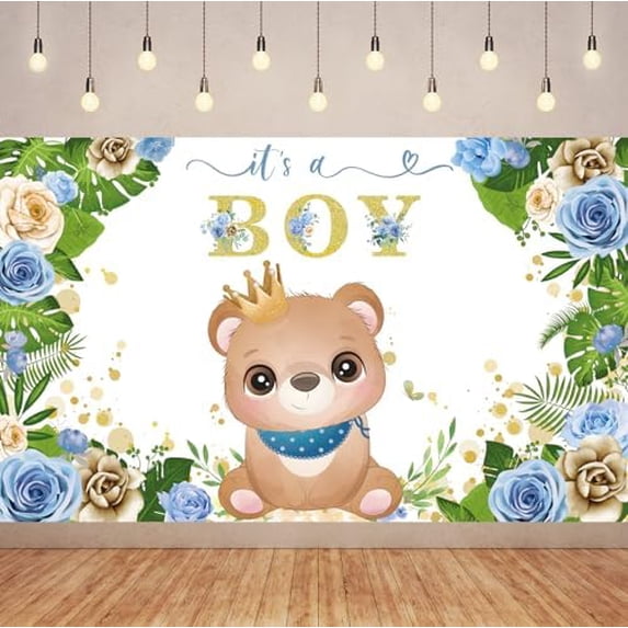 Cute Bear It‘s a Boy Baby Shower Backdrop Baby Boy ,Baby Boy Panda Baby ...