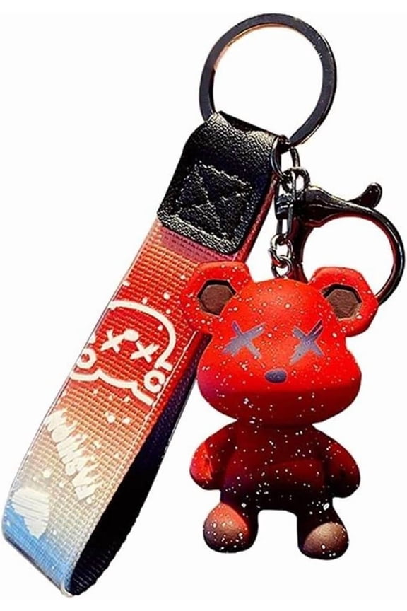 Cute Bear Keychain, Cartoon Bear Key Ring Bag Pendant Wristband, Suitable for Car Key Backpack Accessories