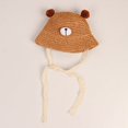 thumbnail image 1 of Cute Bear Kids Breathable Summer Straw Hat Foldable UV Protection, 1 of 2
