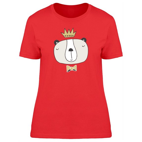 Cute Bear King Doodle Cartoon T-Shirt Women -Image by Shutterstock, Female Medium