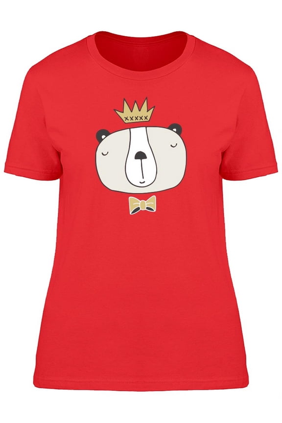 Cute Bear King Doodle Cartoon T-Shirt Women -Image by Shutterstock, Female Medium