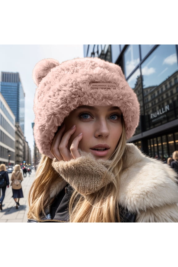 Cute Bear Knitted Hat For Girls Warm Thick Knit Cap Adorable Winter Headwear For Kids Ski Hat Winter Hates Toboggan with Cushion Cold Cap for Men Warmest Hat Men Winter Hats Womens Hat Trapper Hat for