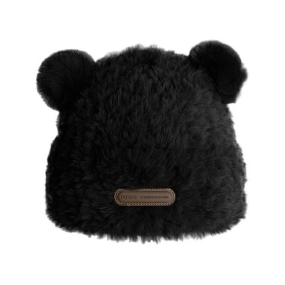 Cute Bear Knitted Winter Hat For Girls Warm Thick Adorable Kids Headwear With Ear