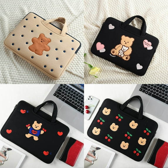 Cute Bear Laptop Sleeves 11.6 12 13 14 15 15.6 Inch Cover Laptops Carrying Bags for Macbook Air Pro 13 A2337 PC Lenovo Magicbook