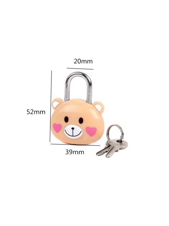 Cute Bear Lock with Keys 2PCS Secure Lock for Suitcases Lockers Backpacks Brown