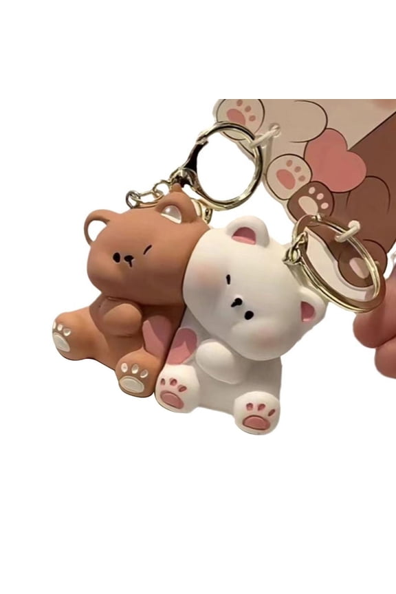 Cute Bear Magnetic Keyring Set for Couples Sweetheart Gifts Resin Charm Key Ring