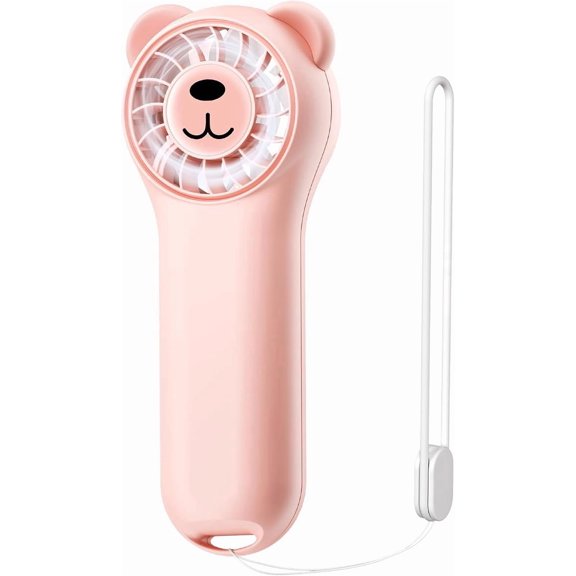 Cute Bear Mini Handheld Fan 11000 RPM 4 Speed Rechargeable Pink
