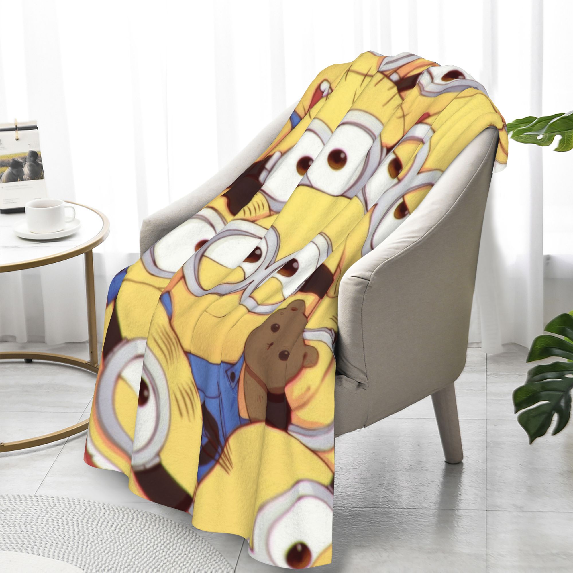 Cute Bear Minions Blanket for Couch Bed Throw Blanket, Aesthetic