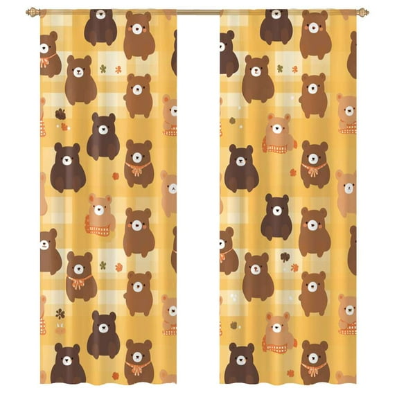 Cute Bear Modern Tulle Window Curtains for Living Room Luxury Bedroom Kitchen Curtains