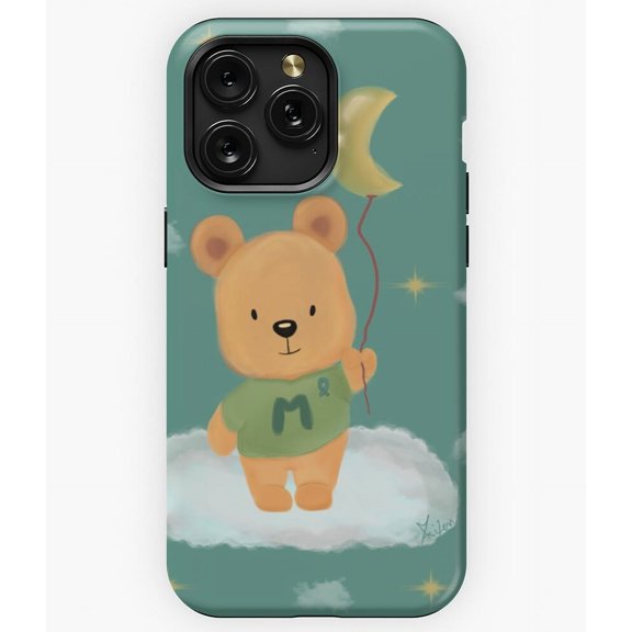 Cute Bear Moon Balloon Custom Letter M Monogram A4194 Phone Case for iPhone 11 to 17 Pro Max