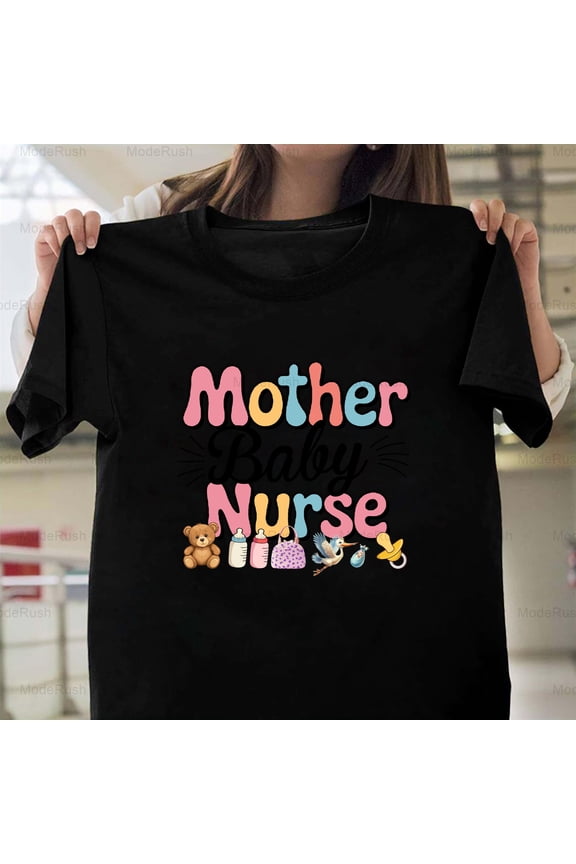 Cute Bear Mother Baby Nurse Postpartum Labor Doodle Style Art New Unisex T-Shirt, up to size 5XL