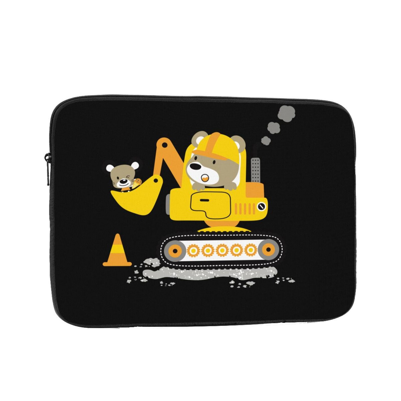 Cute Bear with Mouse on Construction Vehicle Portable Laptop Sleeve ...