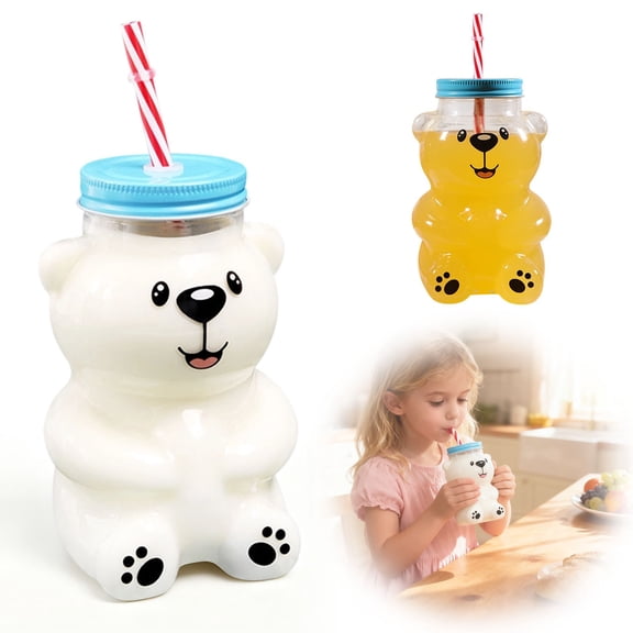 Cute Bear Mug Winter Customized Home Cup, 20oz Capacity for Hot and Cold Drinks, Adorable Bear Design with Lid, for Daily Use and Gift Giving Occasions