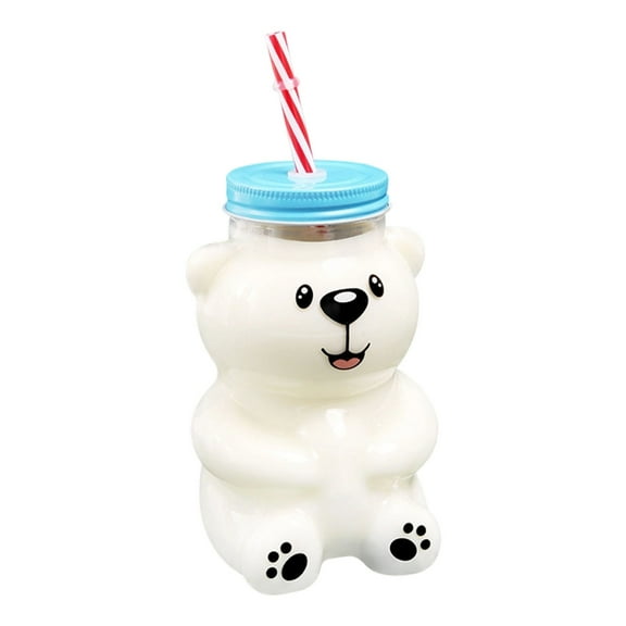 Cute Bear Mug Winter Customized Home Cup Glass Straw Cup Fun Drinking Mug For Kids Adults Holiday Gift