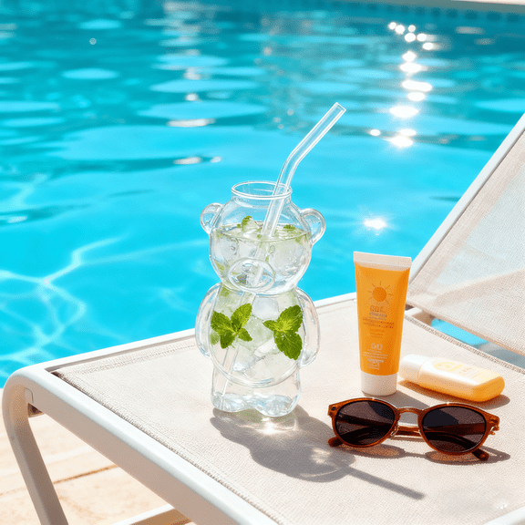 Cute Bear Mug with Straw, 11oz Bear-Shaped Glass Tumbler for All Drinks-Hot Coffee-Cold Cocktails-New 2025 Holiday Gift UKHBMC | Transparent