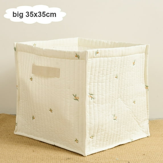 Cute Bear Olive Tulip Embroidery Baby Diaper Bags Nappy Organizer Clothes Bottle Toys Storage Basket Large Cotton Mommy Tote Bag (big olive)