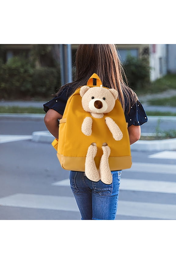 Cute Bear Pattern Canvas Casual Daypack, Breathable Adjustable Strap Lightweight Canvas Carry Bag, Customizable Pattern Travel & Daily Canvas Pack.