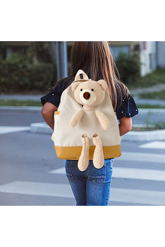 Cute Bear Pattern Canvas Casual Daypack, Breathable Adjustable Strap Lightweight Canvas Carry Bag, Customizable Pattern Travel & Daily Canvas Pack.