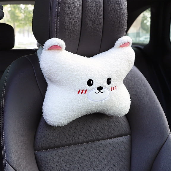 Cute Bear Pattern Car Seat Headrest Neck Pillow,Soft Breathable Elastic Comfort Support Anti-Fatigue Safety Buffer,Easy Detachable Washable Cover Universal Auto Interior Protection Decor Accessory