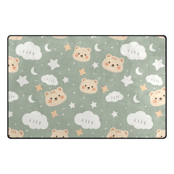 Cute Bear Pattern Memory Foam Area Rug 31"x20" Non Slip, Absorbent, Fade Proof for Living Room, Bedroom, Office