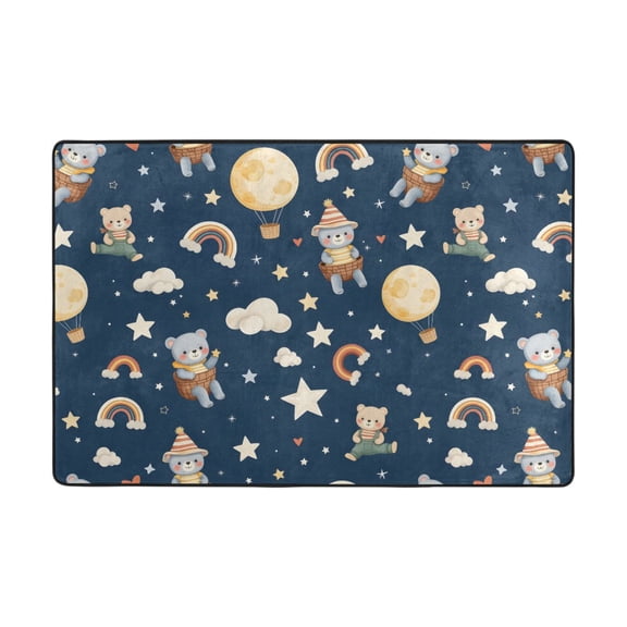 Cute Bear Pattern Rug 36x24in Memory Foam Absorbent Non Slip Plush for Bathroom Kitchen Entryway