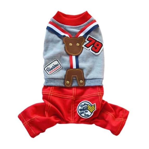 Cute Bear Pattern Suit Dogs Apparel Suspenders Dress Pets Cloth, Multi Color - Small