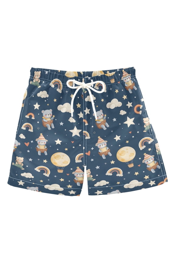 Cute Bear Pattern Swim Trunks Quick Dry Beach Pool Board Shorts Lightweight Stylish Print Sizes 2T to XL