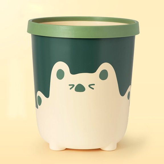 Cute Bear Pattern Trash Can - Large Capacity for Bathroom, Bedroom, Kitchen, Living Room (Yellow)