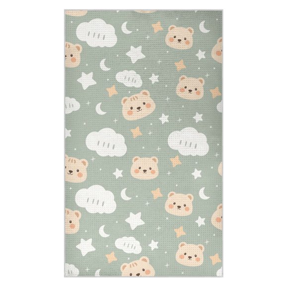 Cute Bear Pattern Waffle Kitchen Towels 18x30 in Soft Absorbent Quick Dry Dishcloths
