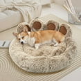 thumbnail image 1 of Cute Bear Paw Shaped Dog Bed and Cat Bed, Warm and Comfortable Soft Plush Donut Round Mattress, with Pet Scarf, Give Your Baby a Warm and Comfortable Mattress, 1 of 10