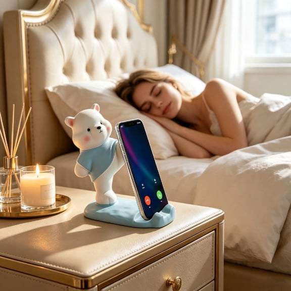 Cute Bear Phone Holder with High Kick Pose – Adorable Desktop Stand for Smartphones & Tablets, Office Desk Decor & Gift Idea